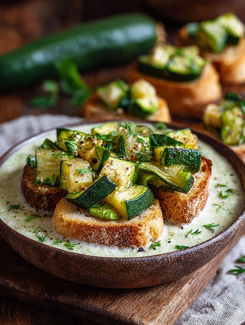 Une recette de pâtes à la zucchini et à la ciboulette, servie dans un bol en terre cuit.