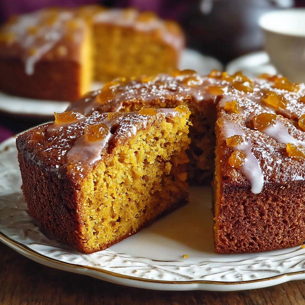 Une portion de gâteau de pommes et de raisins, délicieusement parfumé, est servie sur un plateau.