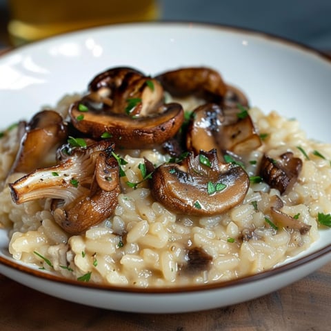 Riso con funghi e erbe.