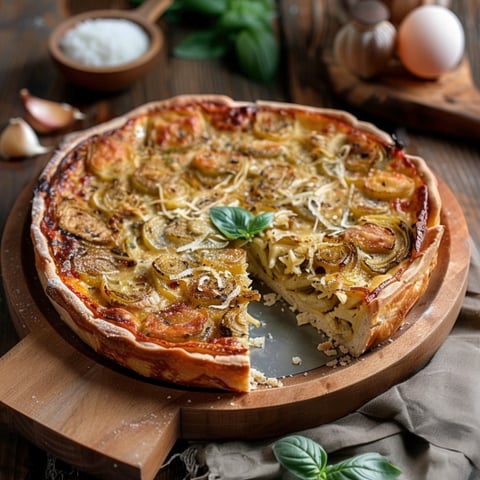 Pizza con verdure e formaggio.
