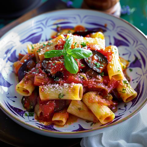 Penne con sugo di pomodoro e basilico.