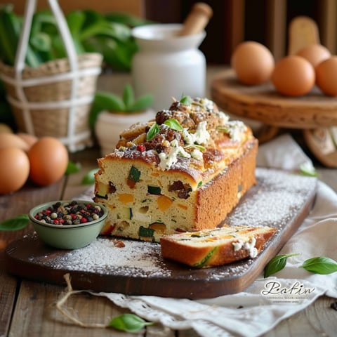 Un cake con verdure e formaggio.