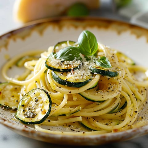 Piatti di spaghetti con verdure.