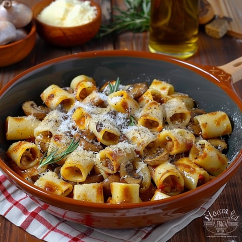 Pasta con sugo e parmigiano.