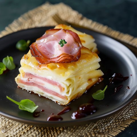 Piatto con prosciutto e formaggio.