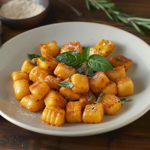 Piatti di pasta con erbe fresche.