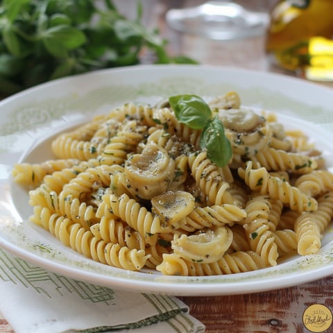 Penne con basilico e parmigiano.