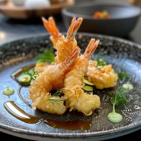 Piatti di frutta di mare con salsa.