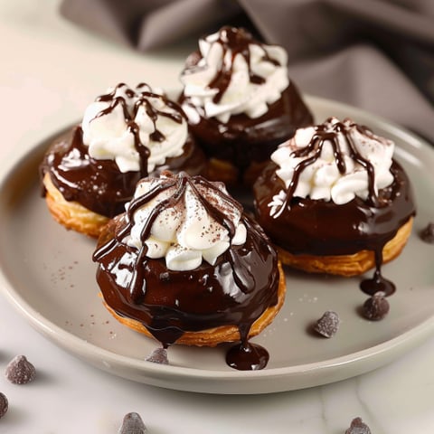 Piatti con crema e chocolate.