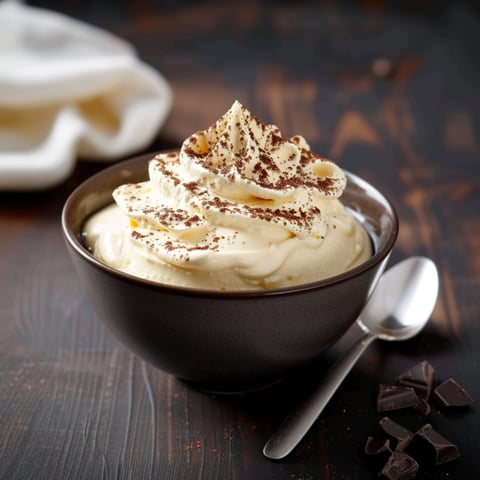 Una ciotola di crema con frullato e cioccolato.