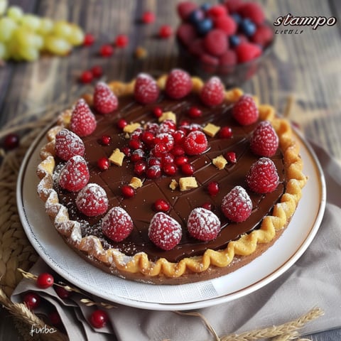 Un dolce con frutta e cioccolato.