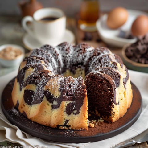 Torta con crema e cioccolato.