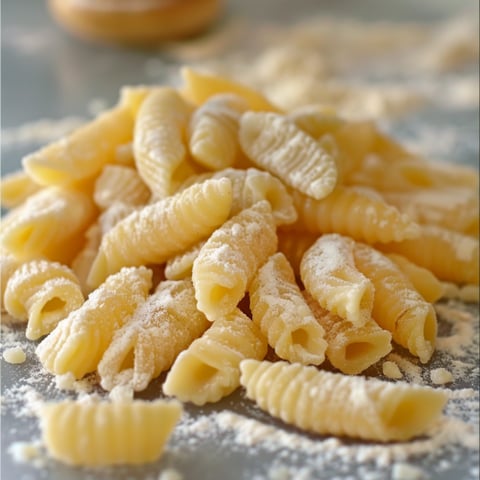 Penne cotte con polvere di sale.