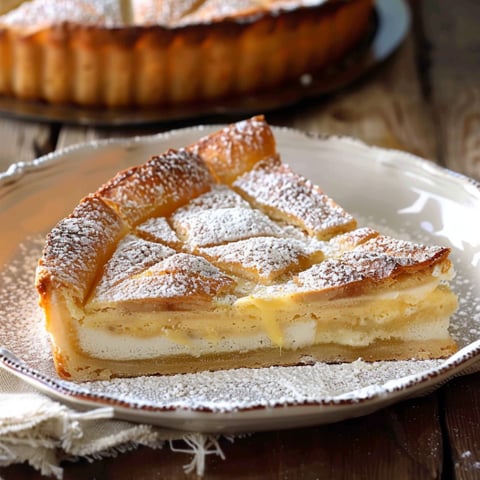 Una torta con crema e frullato di frutta.