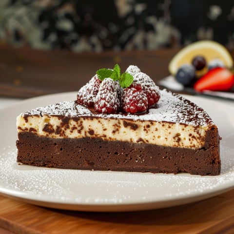 Una torta con frutta e cioccolato.