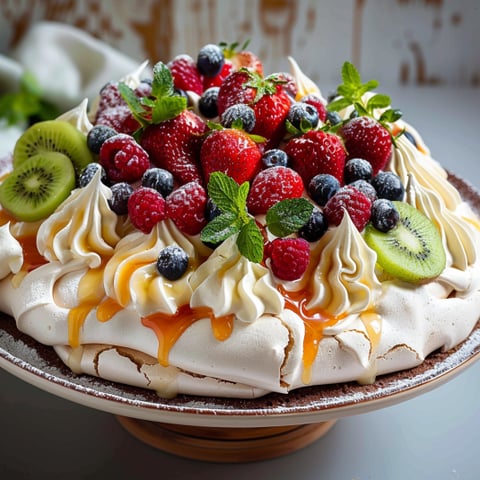 Torta con frutta e crema.