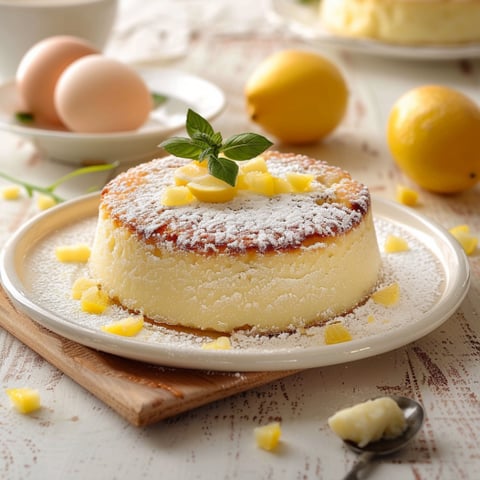 Un dolce con frullato di limone e zucchero.