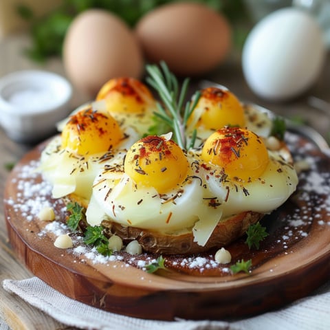 Un piatto di uova sode con erbe fresche.