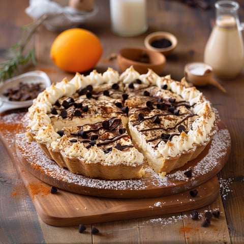 Torta con crema e cioccolato.