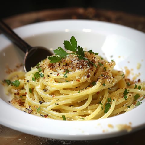 Penne con spina con peperoncino e basilico.
