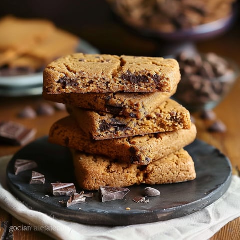 Un piatto di biscotti con cioccolato e nocciole.
