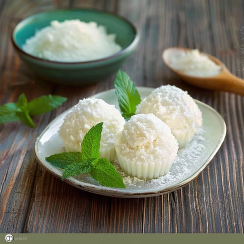 Piatti di pasta con foglie di menta.