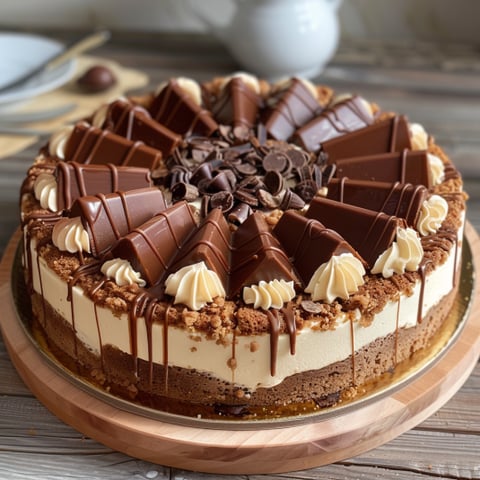 Un cake con il formato di una ciliegina, con il fondo in legno.