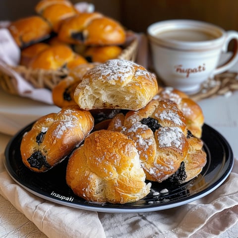 Un piatto con crostini e caffè.
