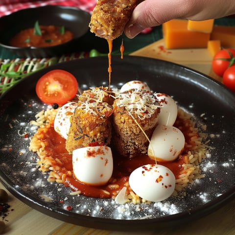 Piatti di carne con salsa.