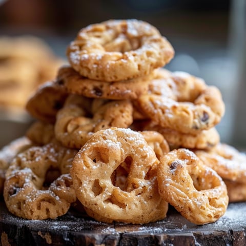 Una pila di donuts con polvere di zucchero.