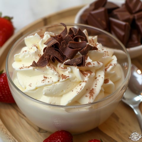 Un bicchiere di crema con frullato di strawberry e chocolate.