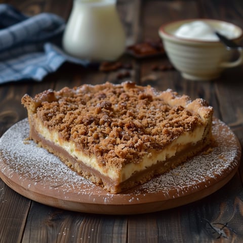 Una tavolata con un dolce a base di frullato di caramello e frullato di cacao.