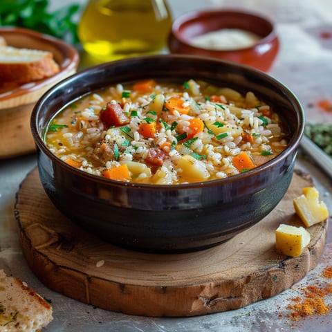Una tazza di riso con verdure e carote.