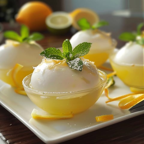 Un piatto con tre bicchieri di crema e limoni.