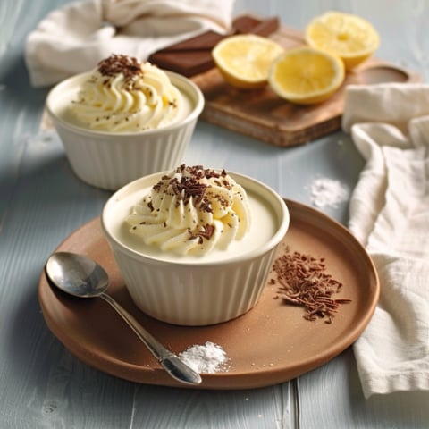 Due ciotole di crema con frullato e ciotole di limone.