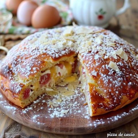 Una fetta di pizza con frullato di pomodoro e parmigiano.