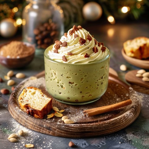 Un bicchiere di crema con noci e cacao.
