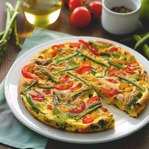 Piatto con verdure e pomodori.