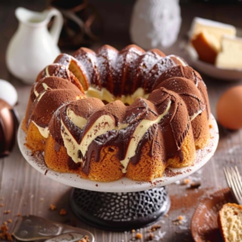 Cake con crema e cioccolato.