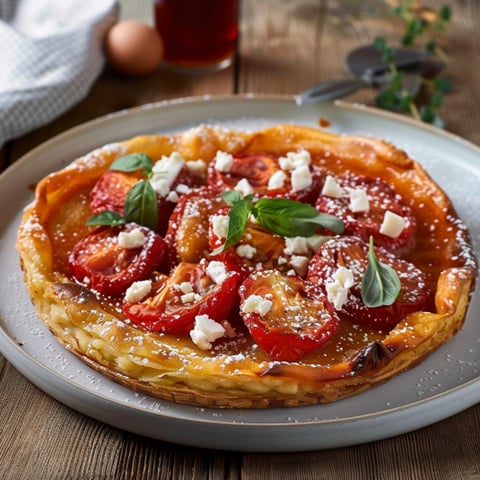 Piatto con pomodori e basilico.