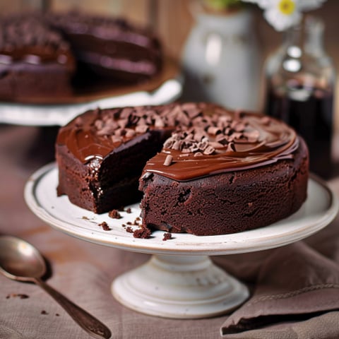 Un dolce a base di cioccolato con crema e chocolate.