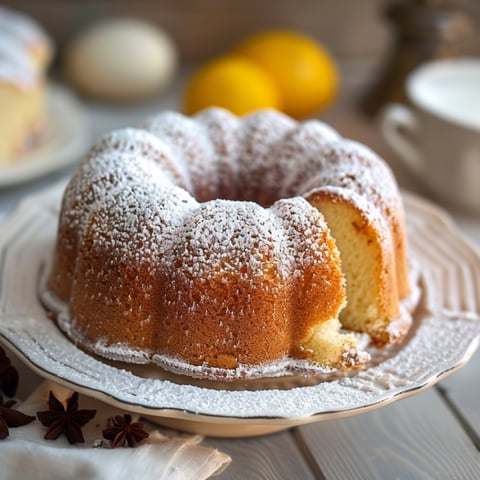 Una torta con granella di zucchero e limoni.