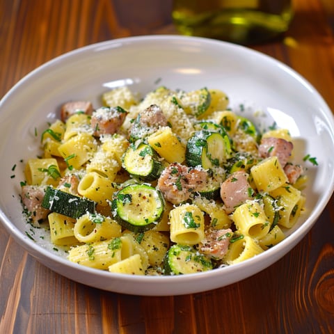 Una ciotola di pasta con verdure e carne.