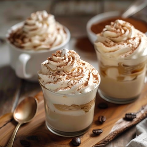 Tre bicchieri di crema con frullato e caffè.