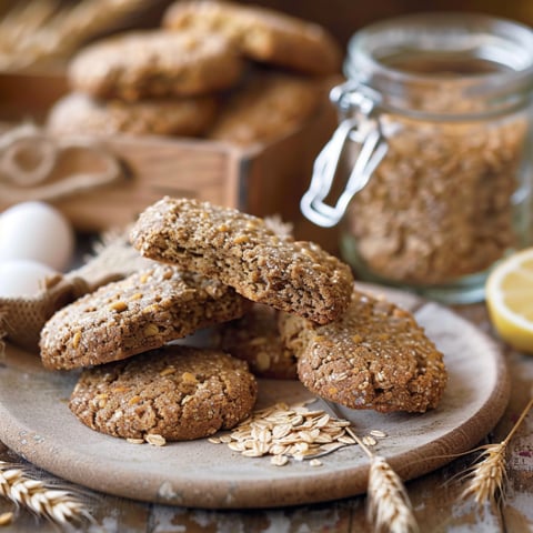 Un tavolo con un contenitore di semi, un contenitore di ova, un contenitore di biscotti e un contenitore di limone.