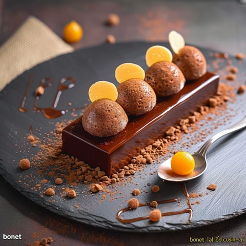 Un dolce con cioccolato e frutta.