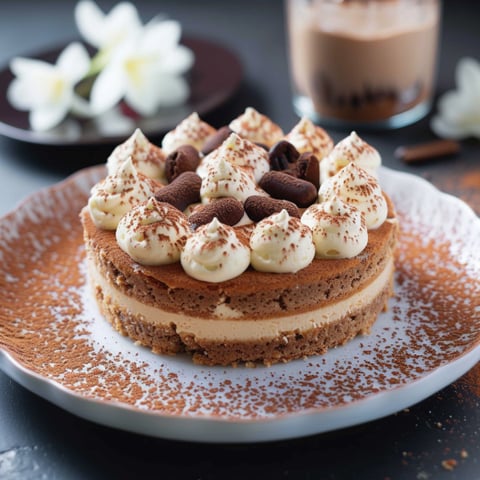 Un dolce con crema e cioccolato.