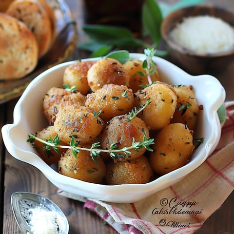 Una ciotola con patate cotte e erbe fresche.