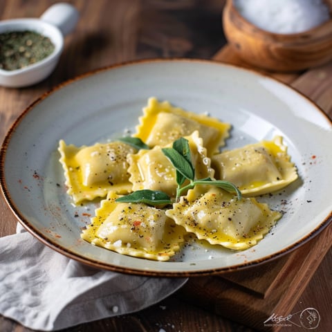 Pasta con erbe e peperoncini.