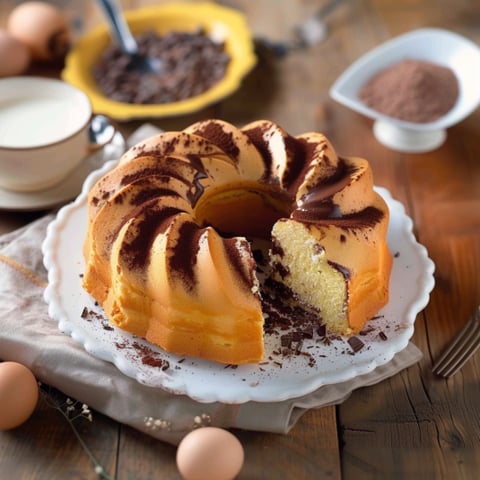 Una torta con crema e cioccolato.